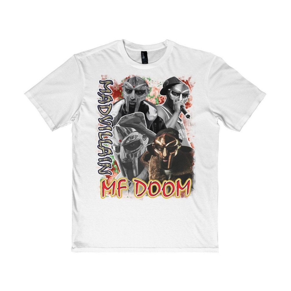 Vintage Style White MF DOOM Underground Rap Tee